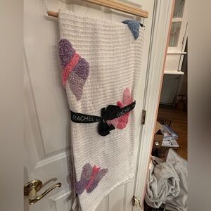 Rachel Zoe White Blanket with Pink and Purple Accents-NWT! Very cozy!